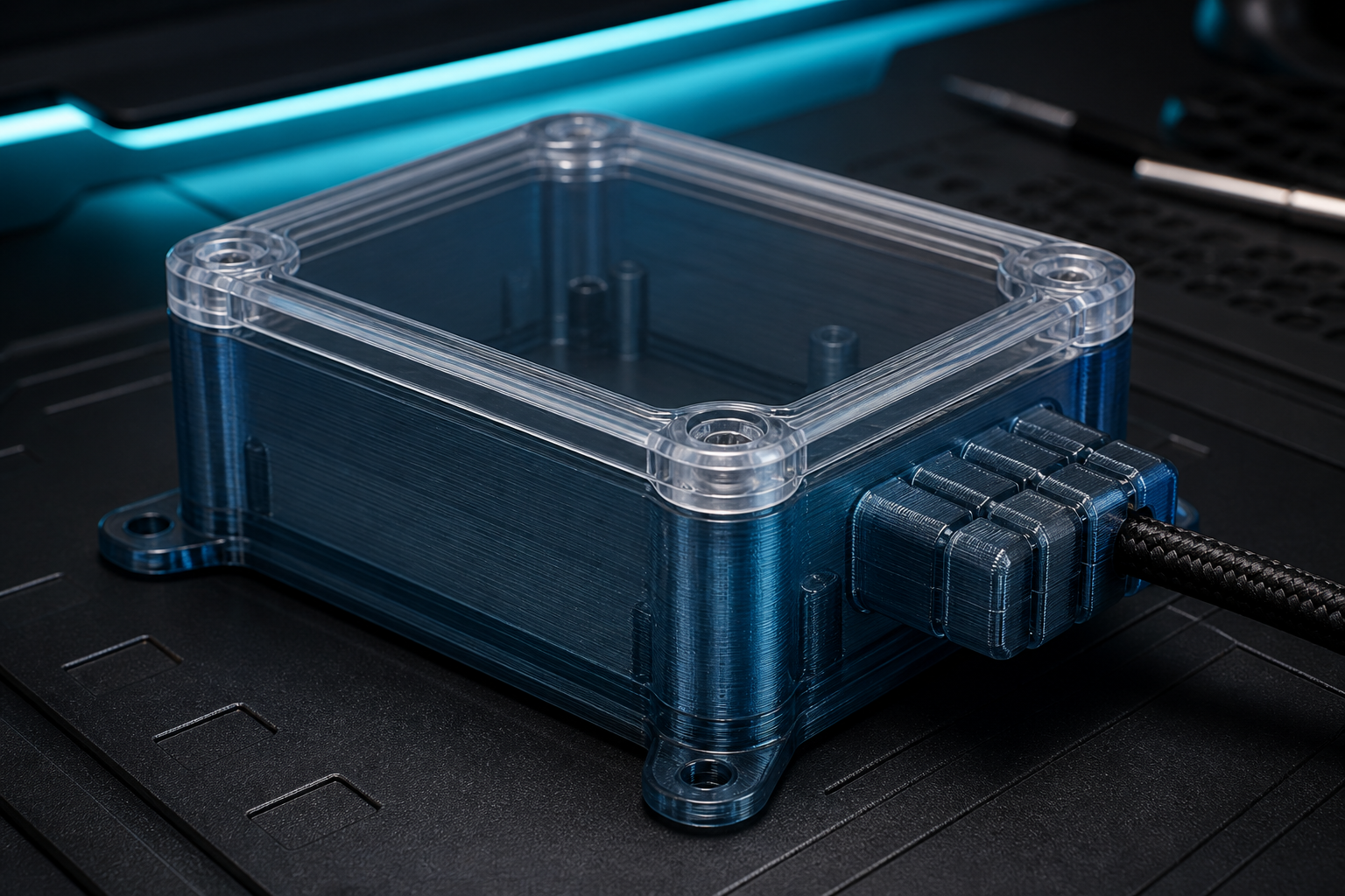 Illustratives transparentes Schutzgehäuse aus PCTG